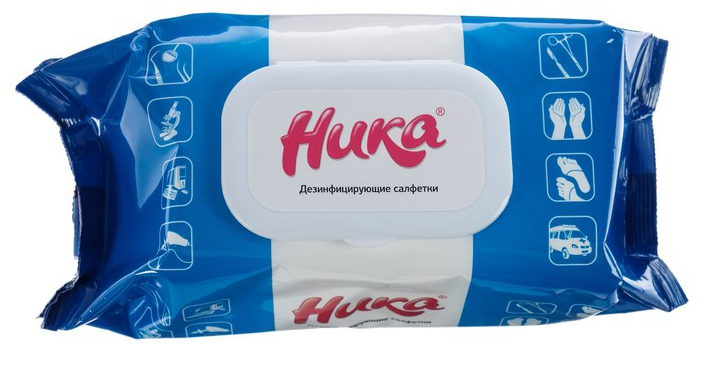 Дезинфицирующие салфетки "Ника", салфетки в герметичной упаковке «flow-pack», 120 салфеток